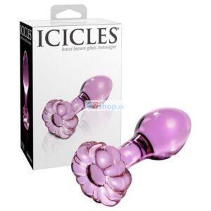 Icicles - květovaný skleněný anální kolík (pink)