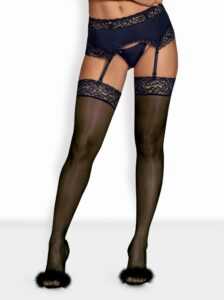 Krásné punčochy Obsessive Drimera stockings - černá - L/XL