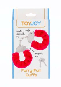 ToyJoy Furry Fun Cuffs plyšová erotická pouta red